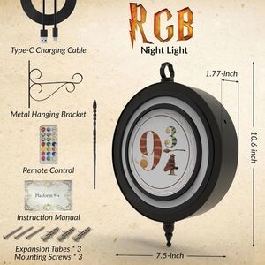 Harry Potter Platform Sign Night Light Wizard-Themed RGB Decor